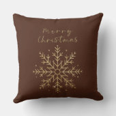 メリークリスマス/金ゴールドスノーフレークテラコッタダーク クッション (裏面)