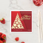 メリークリスマス – 金ゴールドツリー赤 スタンダードカクテルナプキン (インサイチュ)