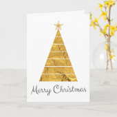 メリークリスマス，金ゴールドツリー，ミニマリストホリデー カード (黄色い花)