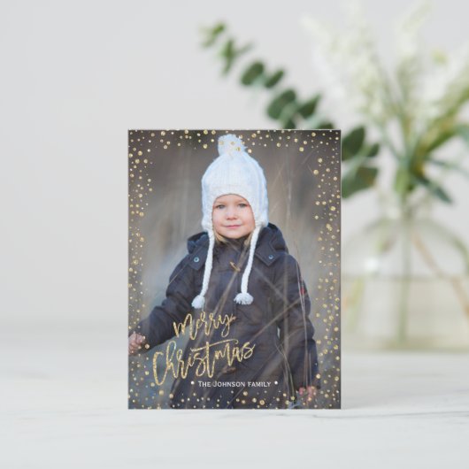 メリークリスマス |金ゴールドドット |写真はがき シーズンポストカード (スタンド正面)