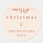 メリークリスマス&金ゴールドハートクリーム ラウンドシール (正面)