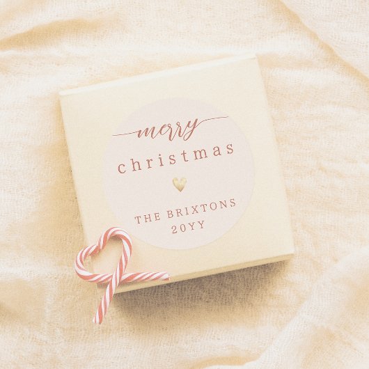 メリークリスマス&金ゴールドハートクリーム ラウンドシール