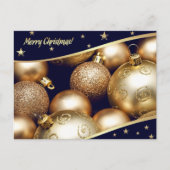 メリークリスマス.金ゴールドバウブル シーズンポストカード (正面)