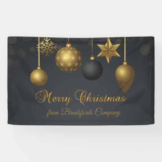 メリークリスマス、金ゴールドボール暗い 横断幕 (横)