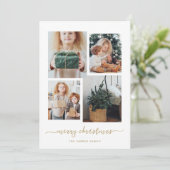 メリークリスマス |金ゴールドモダン4枚のフォトコラージュ シーズンカード (スタンド正面)