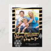 メリークリスマス、金ゴールド及び黒い写真のクリスマス シーズンポストカード (正面/裏面)
