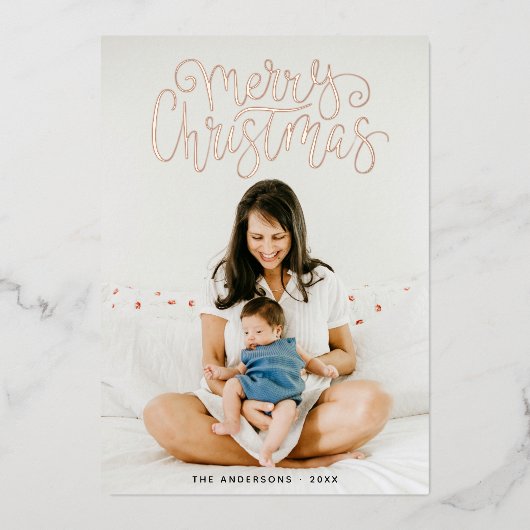 メリークリスマス.金ゴールド書道写真 箔シーズンカード (正面)