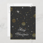 メリークリスマス – 金ゴールド灯と白い星 シーズンポストカード (正面/裏面)