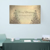 メリークリスマス，金ゴールド，クリスマスツリー，輝き 横断幕 (トレードショー)