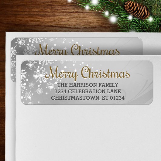 メリークリスマス(金ゴールド)雪すり付きラベル ラベル