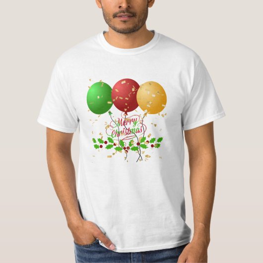 メリークリスマス、金色の紙吹雪、 Tシャツ (正面)