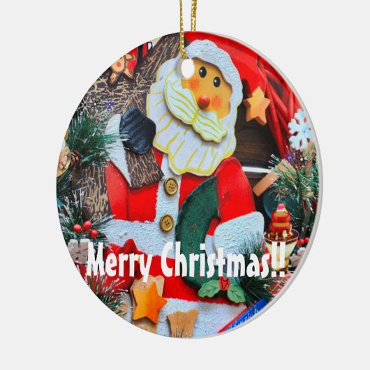 メリークリスマス [陶器の丸いオーナメント] セラミックオーナメント (左)