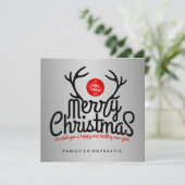 メリークリスマス〔雄ジカの〕枝角カイロプラクティックフラットカード シーズンカード (スタンド正面)
