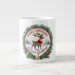 メリークリスマス – 雄大な冬のトナカイ 🦌 ジャンボコーヒーマグカップ