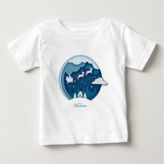 メリークリスマス – 雪が降るサンタTシャツ ベビーTシャツ