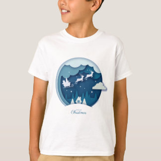 メリークリスマス – 雪が降るサンタTシャツ Tシャツ