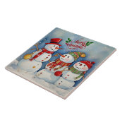 メリークリスマス、雪だるまお祝い タイル (側面)