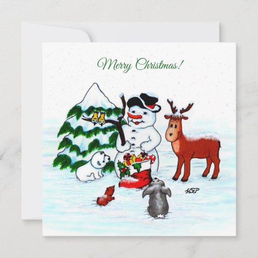 メリークリスマス!雪だるまと友だち (正面)