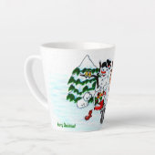 メリークリスマス!雪だるまと友だち カフェラテマグ (左アングル)