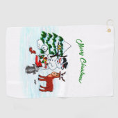 メリークリスマス!雪だるまと友だち ゴルフタオル (横)
