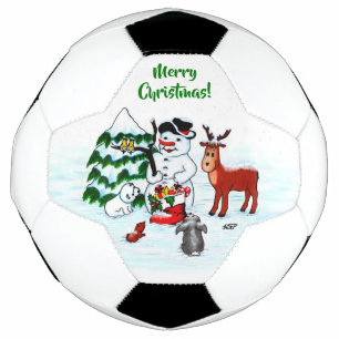 メリークリスマス!雪だるまと友だち サッカーボール