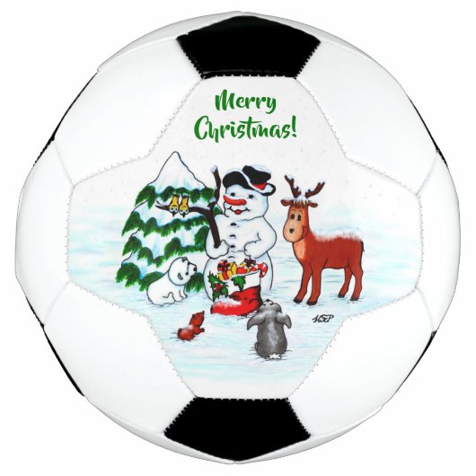 メリークリスマス!雪だるまと友だち サッカーボール (正面)