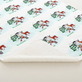 メリークリスマス!雪だるまと友だち シェルパブランケット
