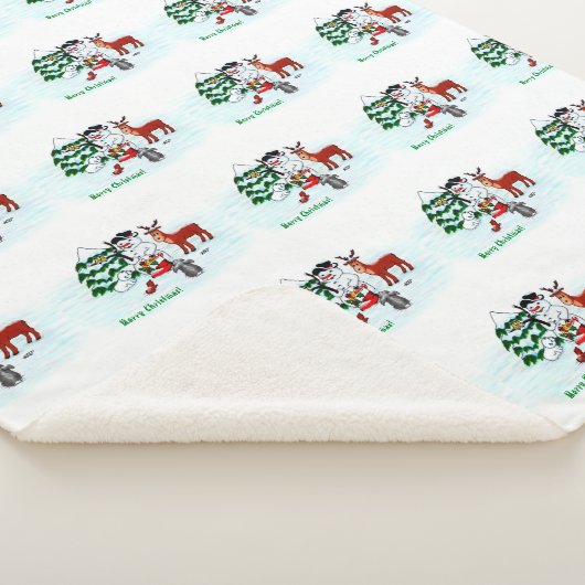 メリークリスマス!雪だるまと友だち シェルパブランケット (3/4)