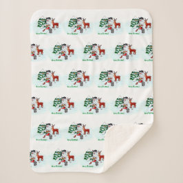 メリークリスマス!雪だるまと友だち シェルパブランケット