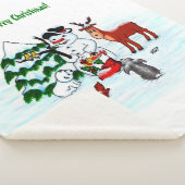 メリークリスマス!雪だるまと友だち シェルパブランケット (3/4)