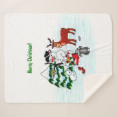 メリークリスマス!雪だるまと友だち シェルパブランケット (正面(横))