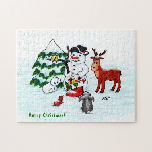 メリークリスマス!雪だるまと友だち ジグソーパズル (横)
