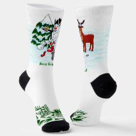 メリークリスマス!雪だるまと友だち ソックス