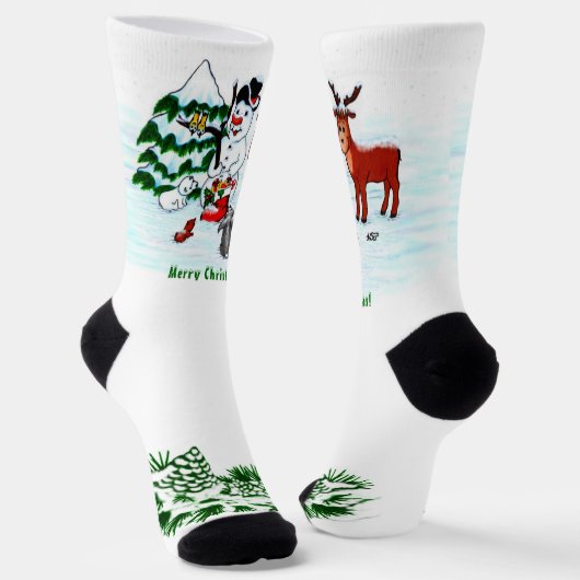 メリークリスマス!雪だるまと友だち ソックス (傾斜あり)