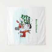 メリークリスマス!雪だるまと友だち タペストリー (正面(横))