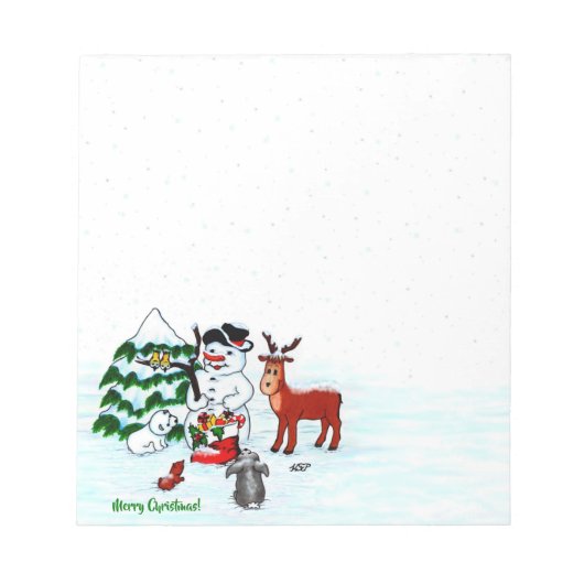 メリークリスマス!雪だるまと友だち ノートパッド (正面)