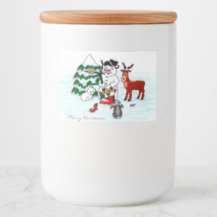 メリークリスマス!雪だるまと友だち フードラベル