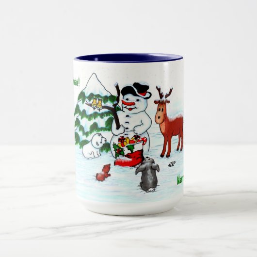 メリークリスマス!雪だるまと友だち マグカップ (中央)