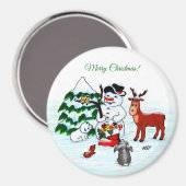 メリークリスマス!雪だるまと友だち マグネット (正面/裏面)