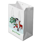 メリークリスマス!雪だるまと友だち ミディアムペーパーバッグ (正面アングル)