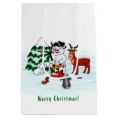 メリークリスマス!雪だるまと友だち ミディアムペーパーバッグ (裏面)