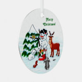 メリークリスマス!雪だるまと友だち メタルオーナメント (正面右)