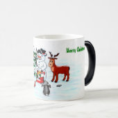 メリークリスマス!雪だるまと友だち モーフィングマグカップ (正面右)