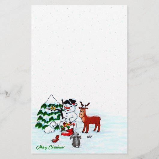 メリークリスマス!雪だるまと友だち 便箋 (正面)