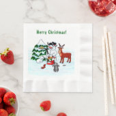 メリークリスマス!雪だるまと友だち 縁ありランチョンナプキン (インサイチュ)