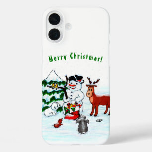 メリークリスマス!雪だるまと友だち iPhone 16 PLUSケース