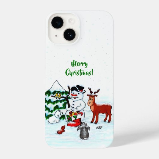 メリークリスマス!雪だるまと友だち iPhoneケース (裏面)
