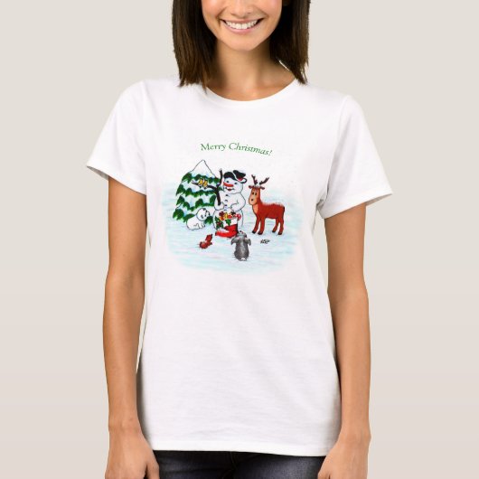 メリークリスマス!雪だるまと友だち Tシャツ (正面)