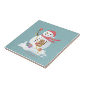 メリークリスマス：雪だるまイラストレーションアート タイル (側面)