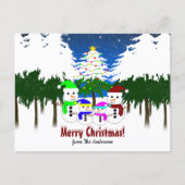 メリークリスマス!雪だるまファミリはがき ポストカード (正面)